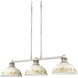 Kinsley 3 Light 38.88 inch Aged Galvanized Steel Linear Pendant Ceiling Light in Antique Ivory